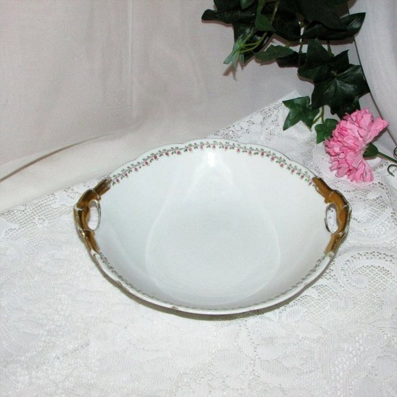 Antique Serving Bowl LIMOGES BERNARDAUD France Cottagecore Shabby Vintage Decor - Picture 3 of 11